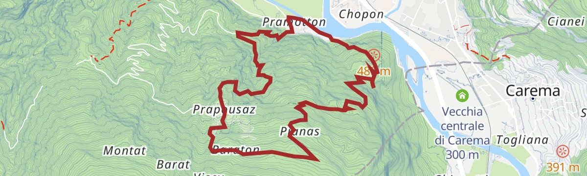 Route map: Torre Pramotton e Pianas